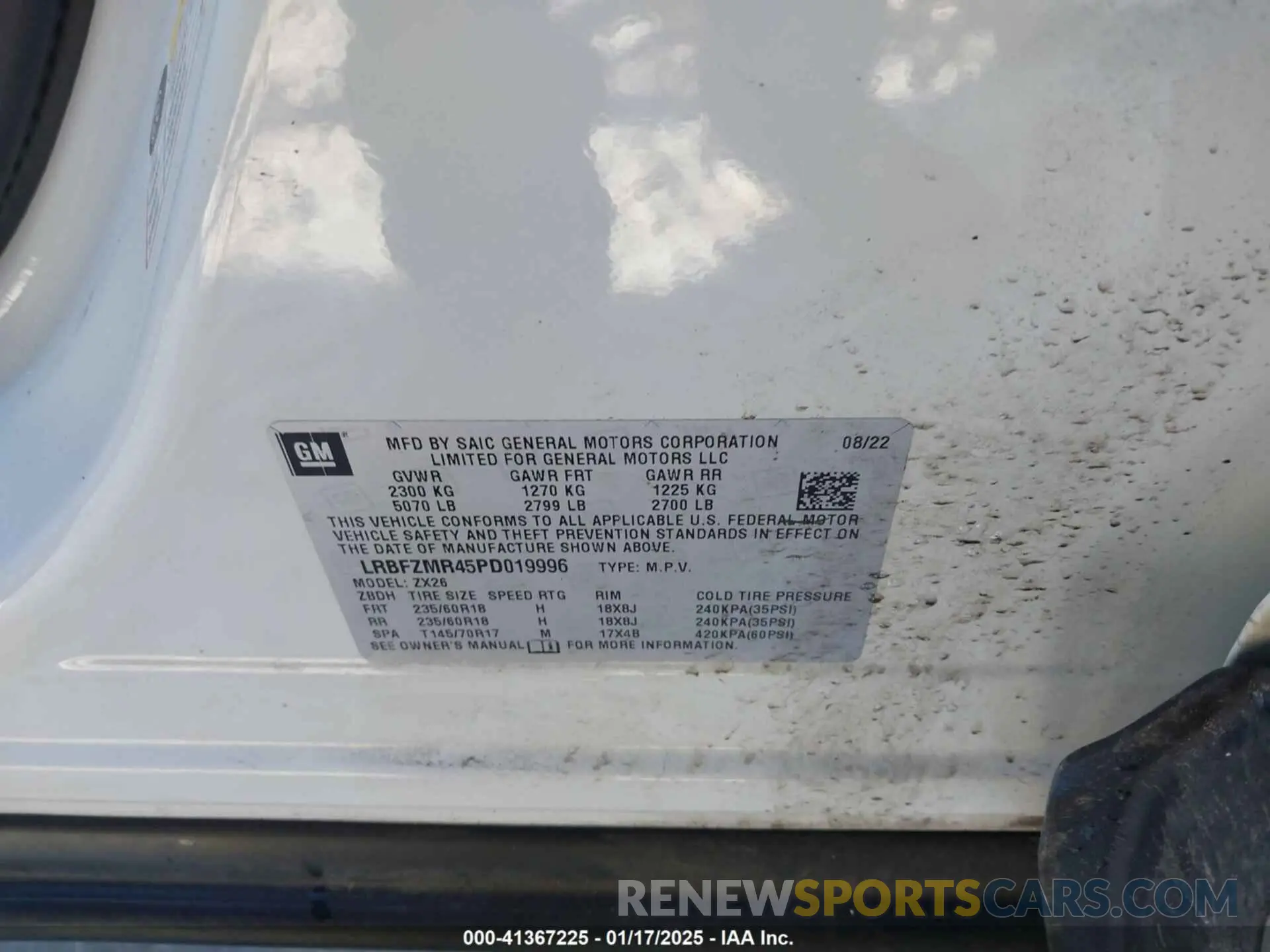 9 Фотография поврежденного автомобиля LRBFZMR45PD019996 BUICK ENVISION 2023