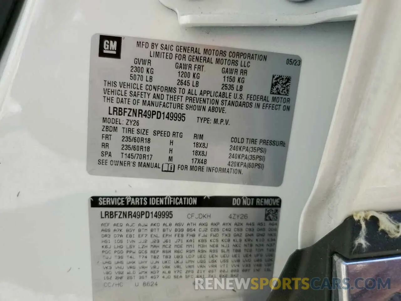13 Фотография поврежденного автомобиля LRBFZNR49PD149995 BUICK ENVISION 2023