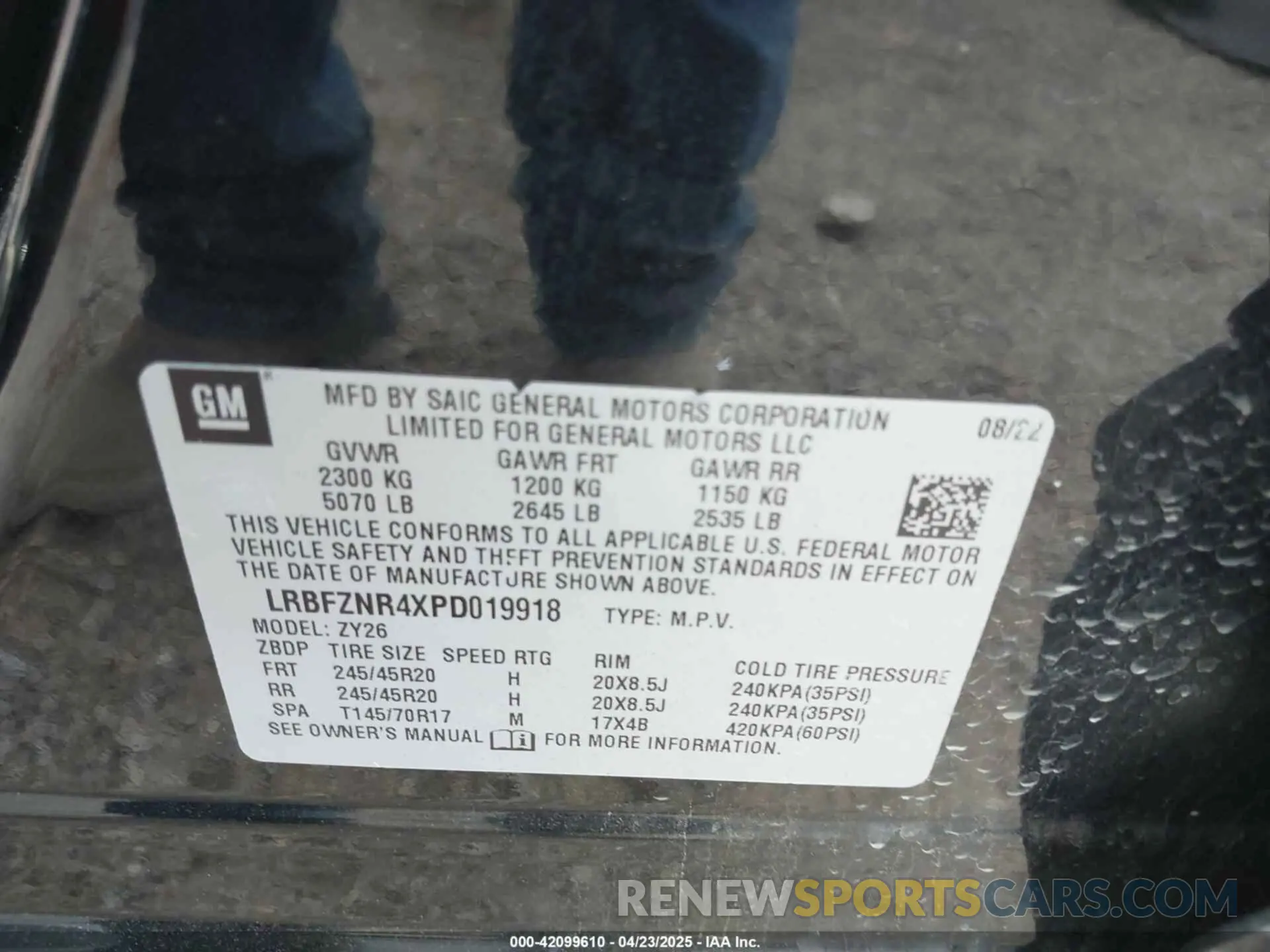 9 Фотография поврежденного автомобиля LRBFZNR4XPD019918 BUICK ENVISION 2023