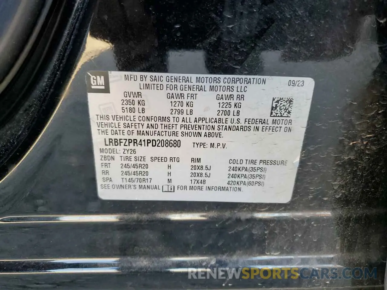 14 Фотография поврежденного автомобиля LRBFZPR41PD208680 BUICK ENVISION 2023