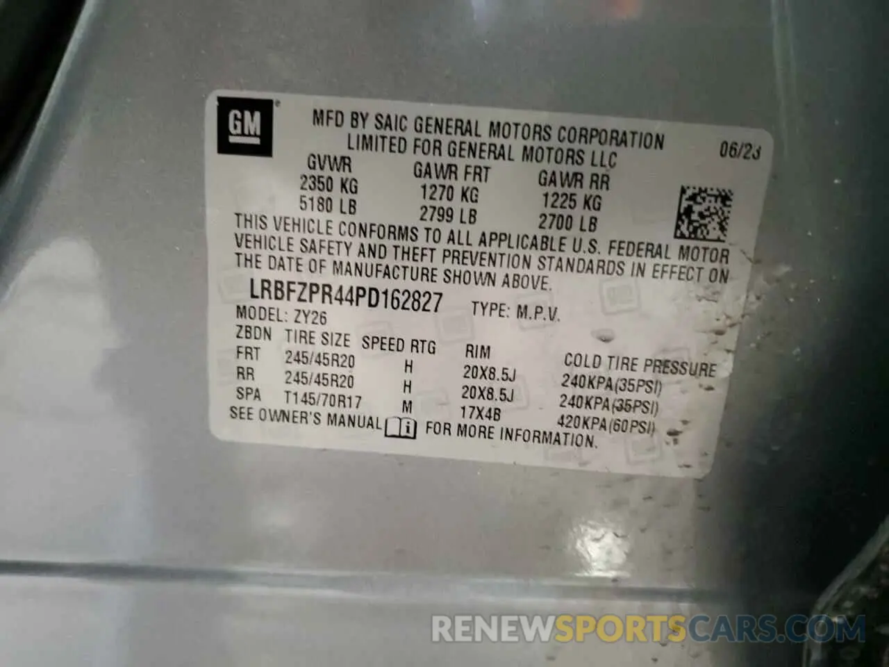 12 Фотография поврежденного автомобиля LRBFZPR44PD162827 BUICK ENVISION 2023
