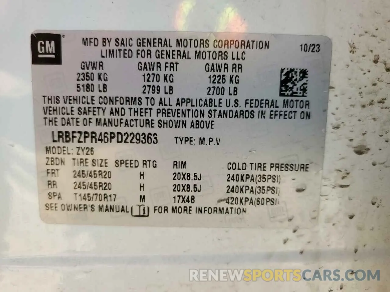 14 Фотография поврежденного автомобиля LRBFZPR46PD229363 BUICK ENVISION 2023
