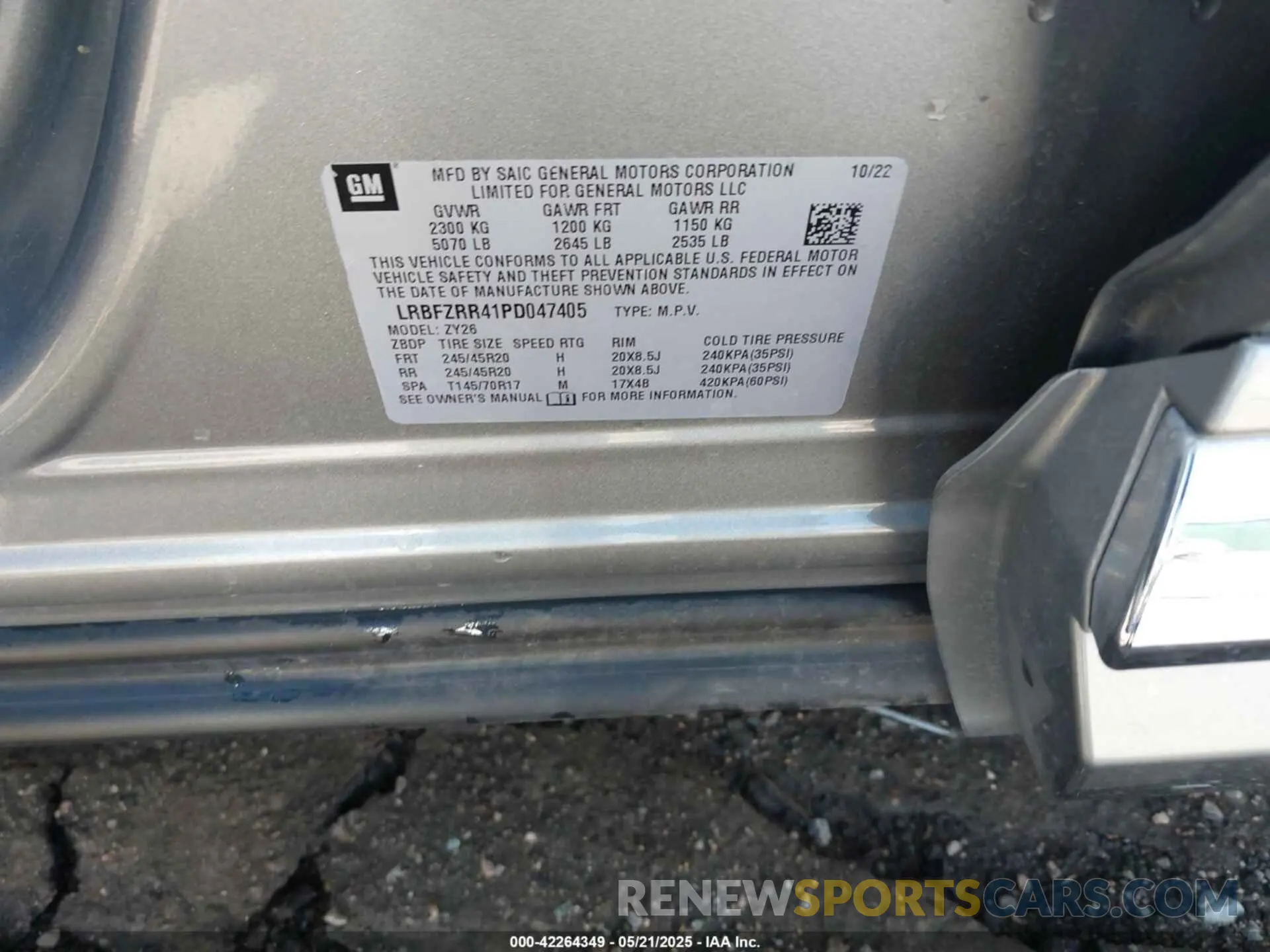 9 Фотография поврежденного автомобиля LRBFZRR41PD047405 BUICK ENVISION 2023