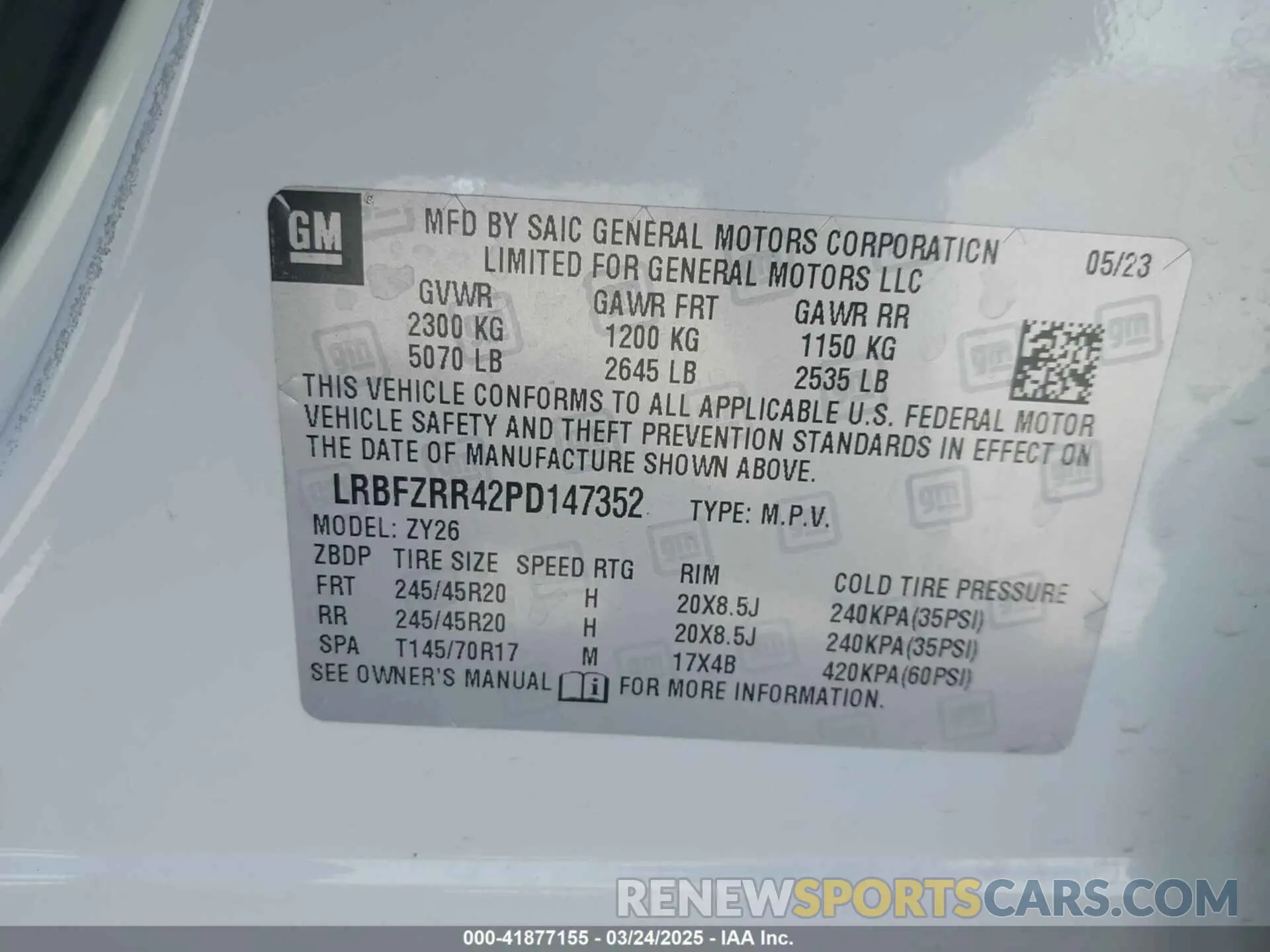 9 Фотография поврежденного автомобиля LRBFZRR42PD147352 BUICK ENVISION 2023
