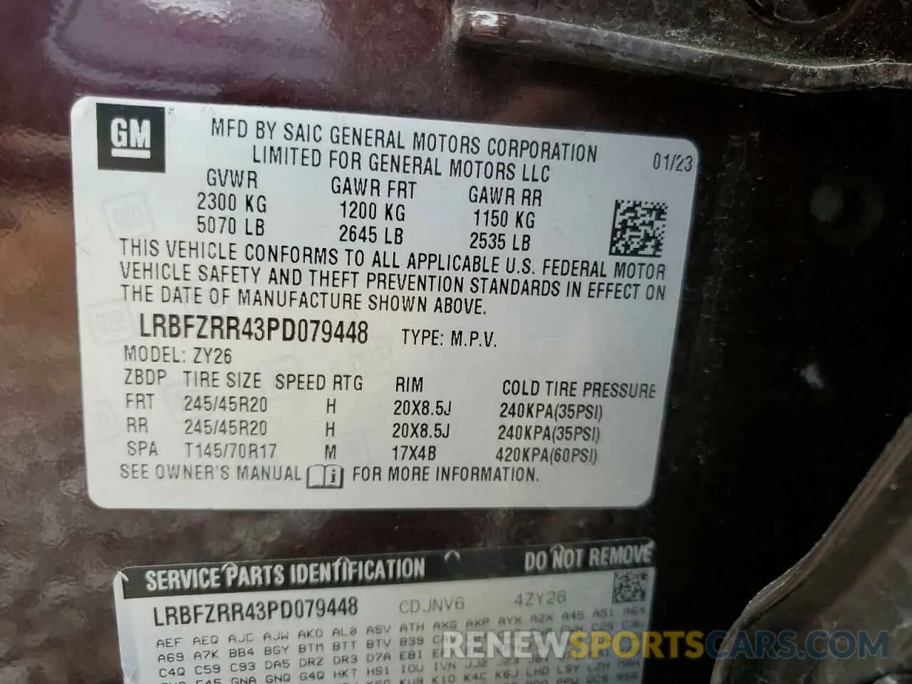 14 Фотография поврежденного автомобиля LRBFZRR43PD079448 BUICK ENVISION 2023