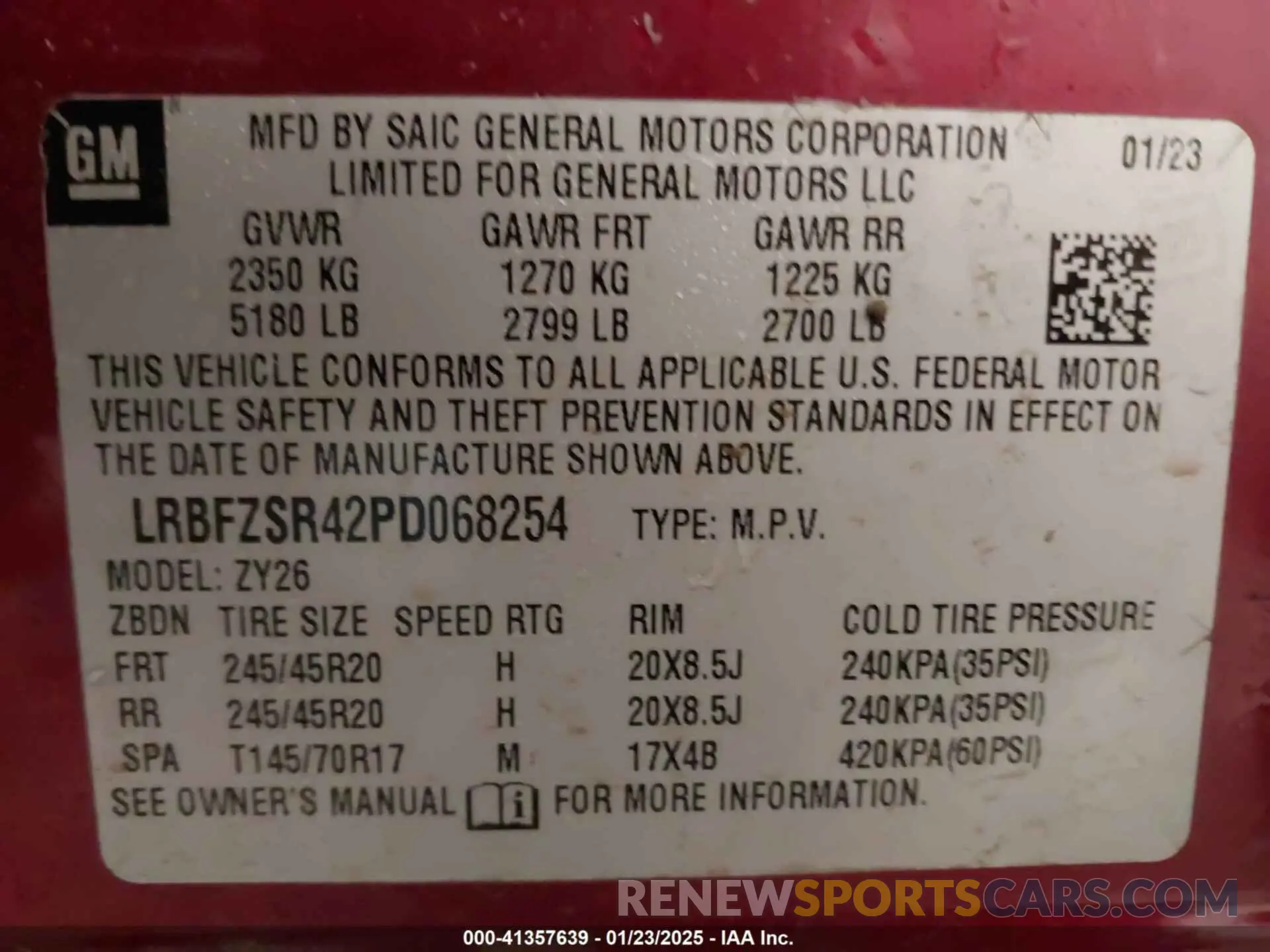 9 Фотография поврежденного автомобиля LRBFZSR42PD068254 BUICK ENVISION 2023