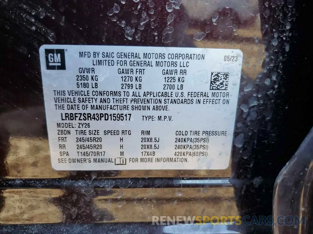 14 Фотография поврежденного автомобиля LRBFZSR43PD159517 BUICK ENVISION 2023