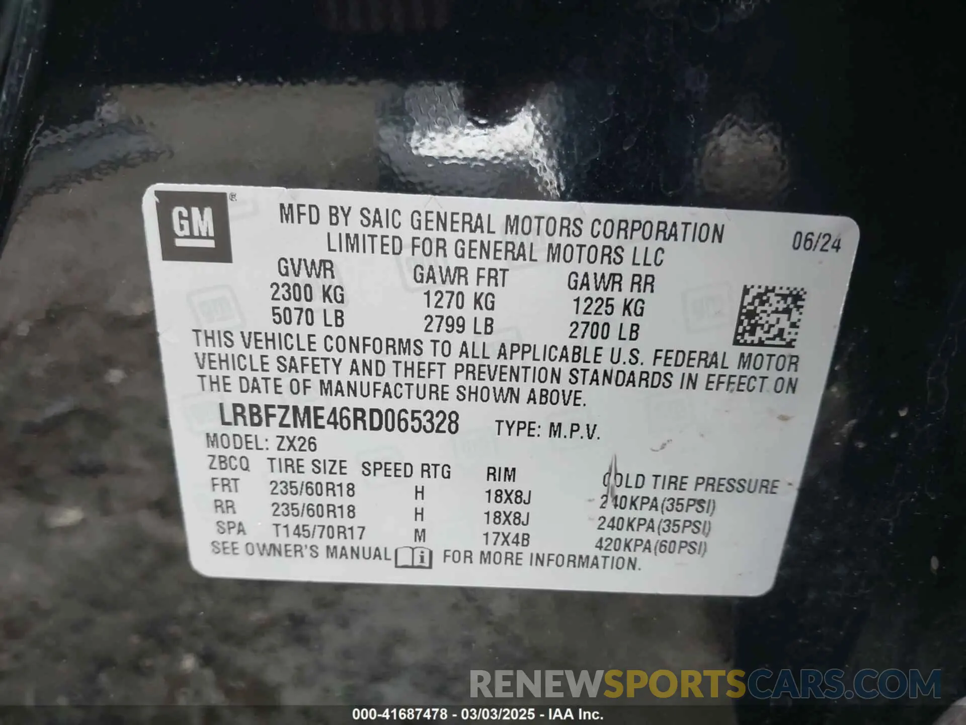 9 Фотография поврежденного автомобиля LRBFZME46RD065328 BUICK ENVISION 2024