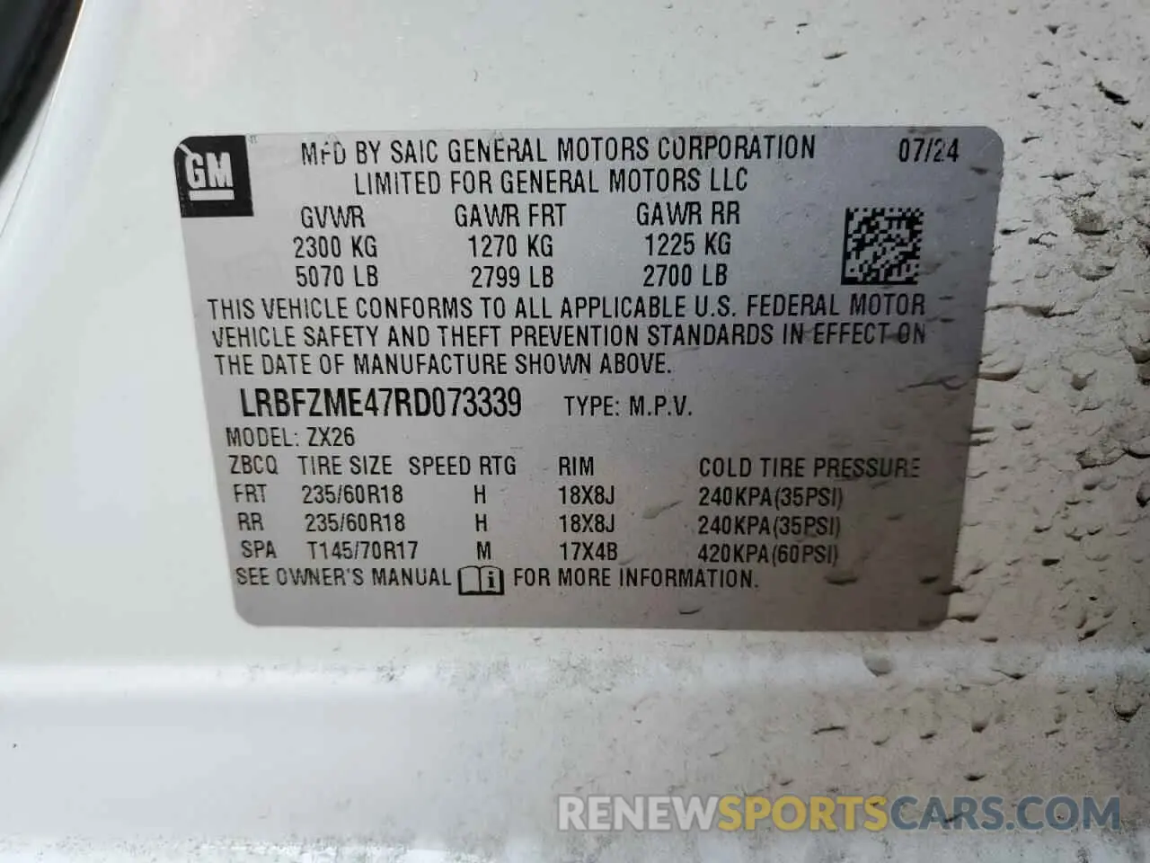 13 Фотография поврежденного автомобиля LRBFZME47RD073339 BUICK ENVISION 2024