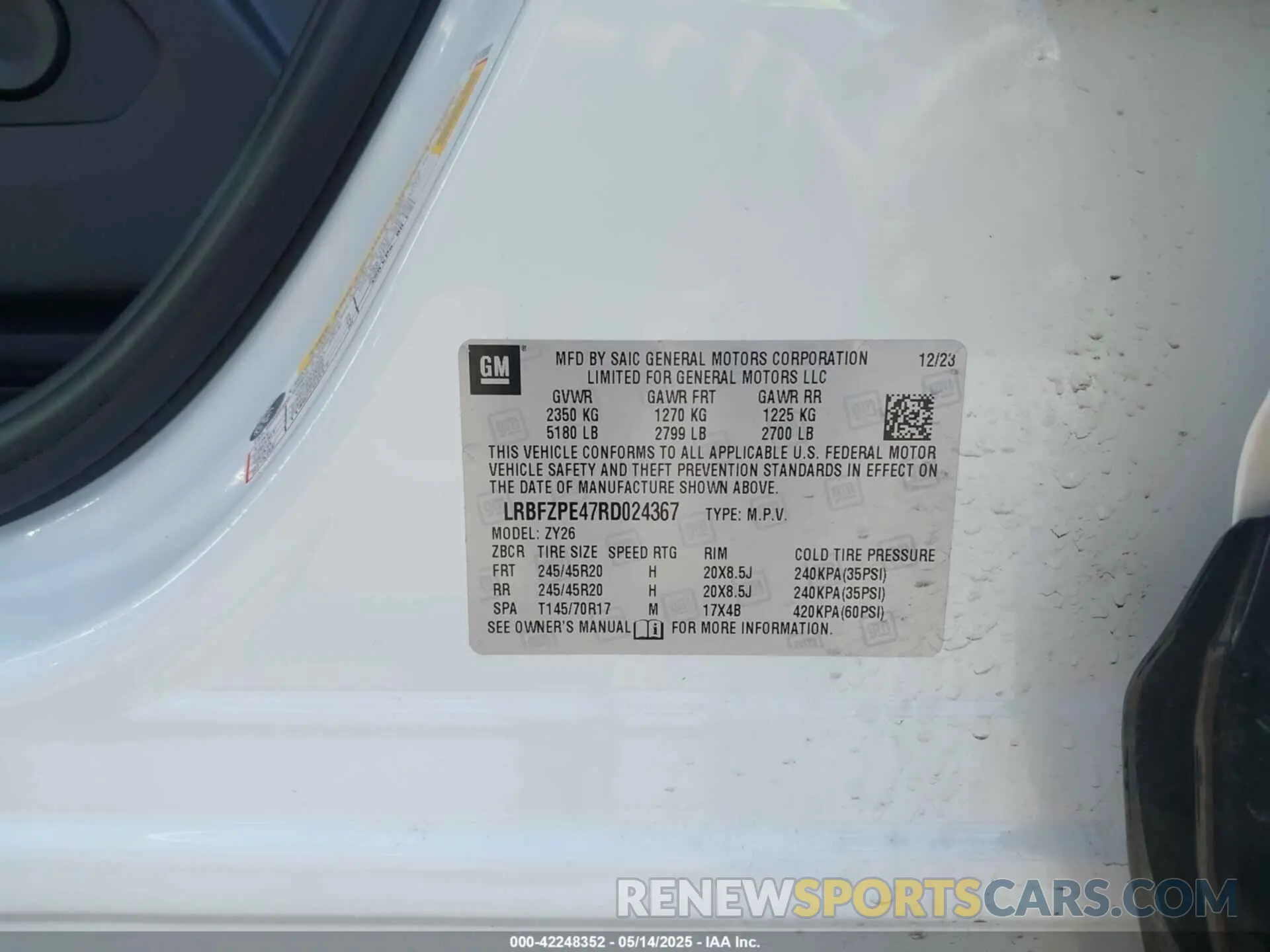 9 Photograph of a damaged car LRBFZPE47RD024367 BUICK ENVISION 2024