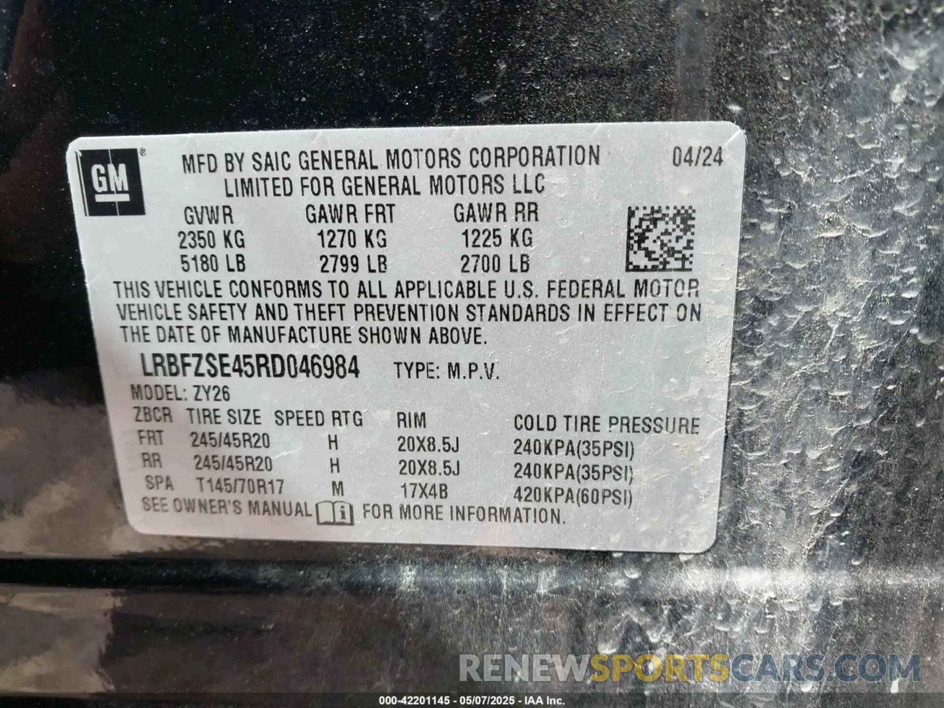 9 Фотография поврежденного автомобиля LRBFZSE45RD046984 BUICK ENVISION 2024