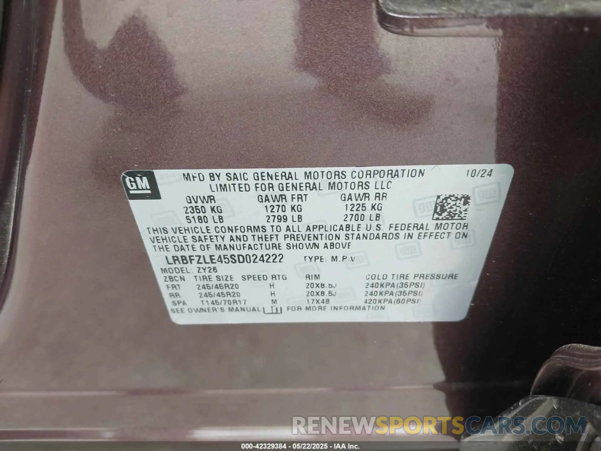 9 Photograph of a damaged car LRBFZLE45SD024222 BUICK ENVISION 2025