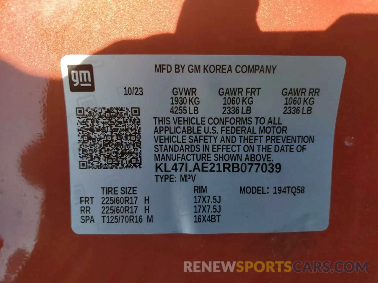 14 Photograph of a damaged car KL47LAE21RB077039 BUICK ENVISTA PR 2024