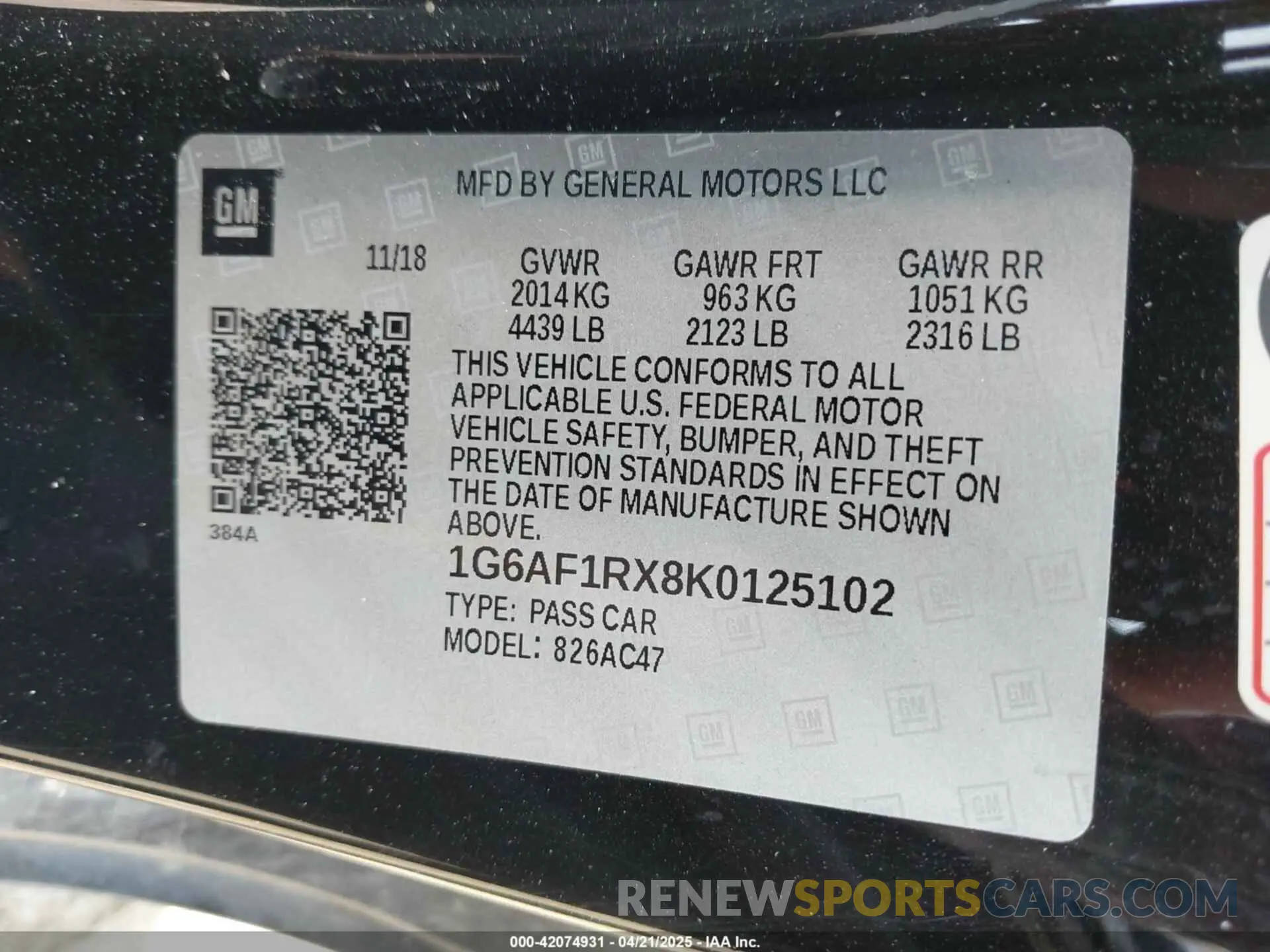 9 Photograph of a damaged car 1G6AF1RX8K0125102 CADILLAC ATS 2019