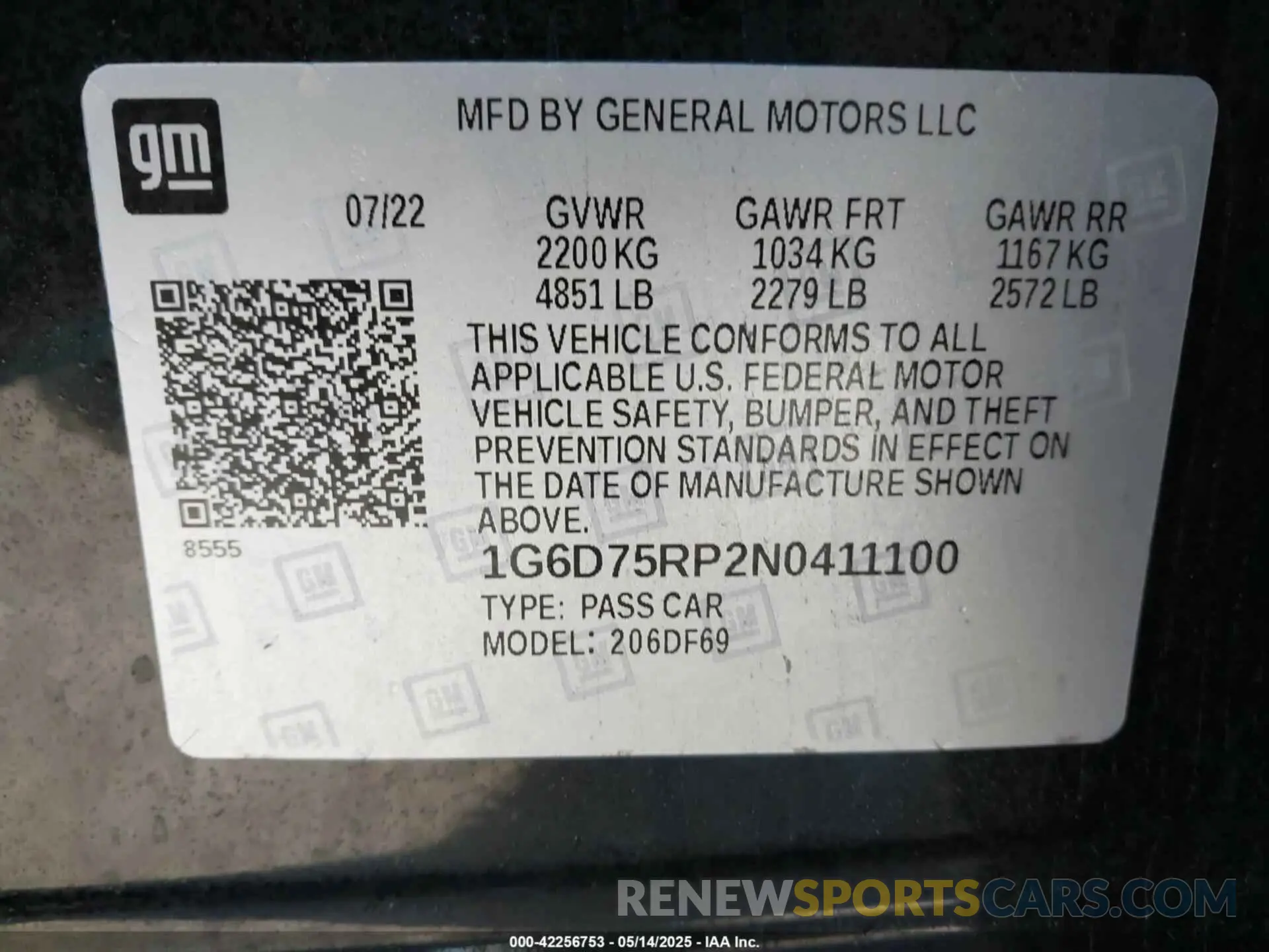 9 Photograph of a damaged car 1G6D75RP2N0411100 CADILLAC CT4-V 2022