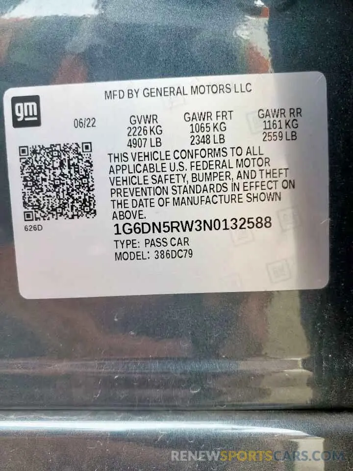 12 Фотография поврежденного автомобиля 1G6DN5RW3N0132588 CADILLAC CT5 2022