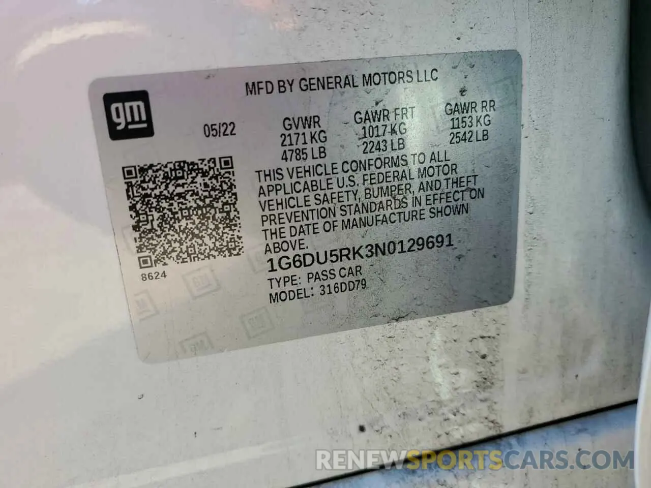 12 Photograph of a damaged car 1G6DU5RK3N0129691 CADILLAC CT5 2022