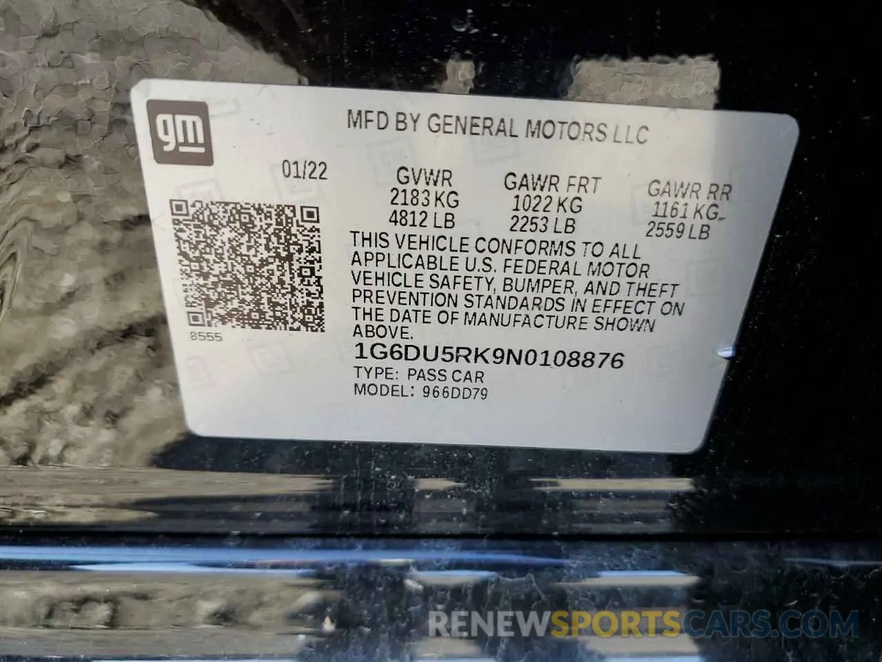 12 Photograph of a damaged car 1G6DU5RK9N0108876 CADILLAC CT5 2022