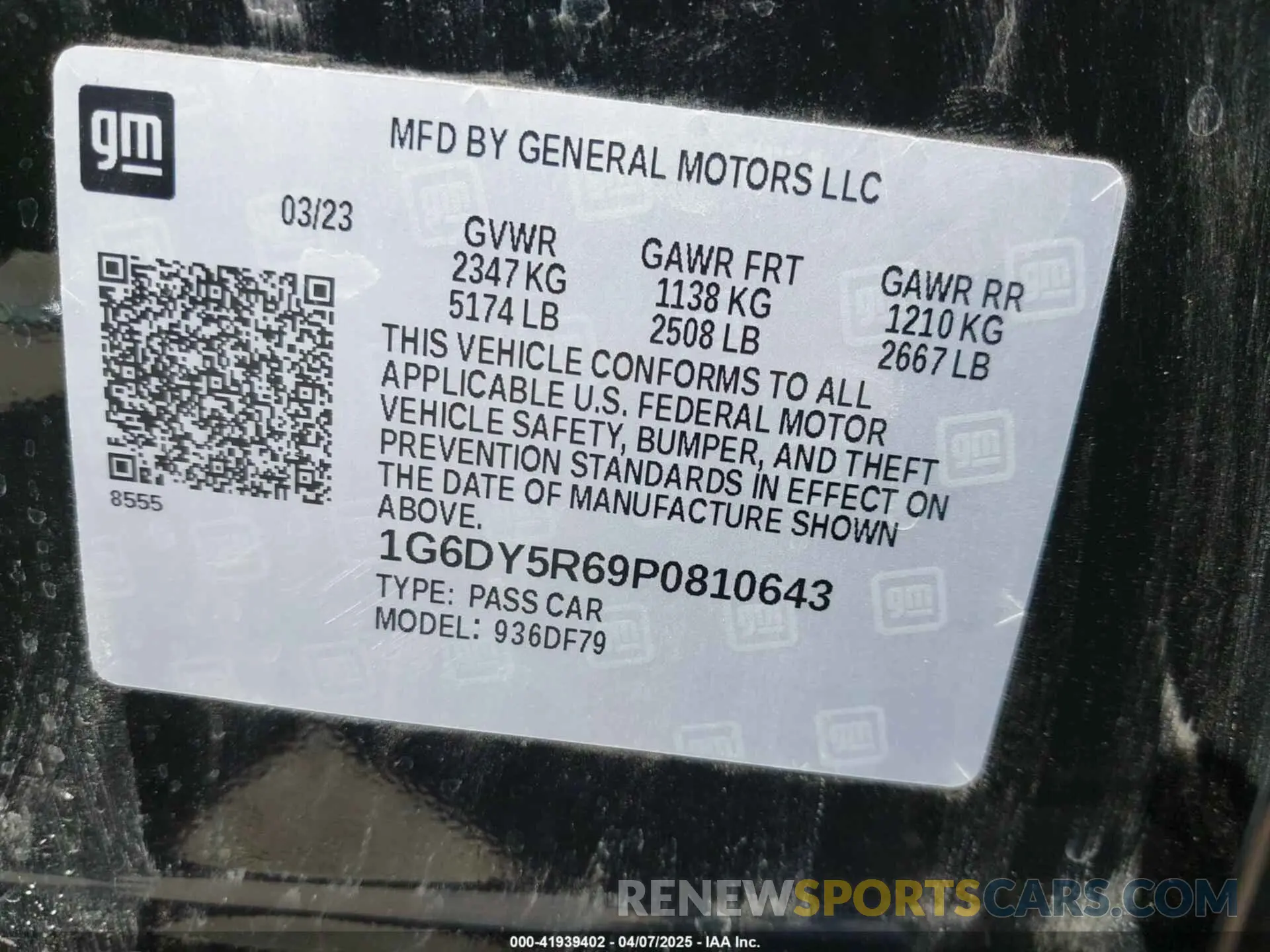 9 Фотография поврежденного автомобиля 1G6DY5R69P0810643 CADILLAC CT5-V 2023