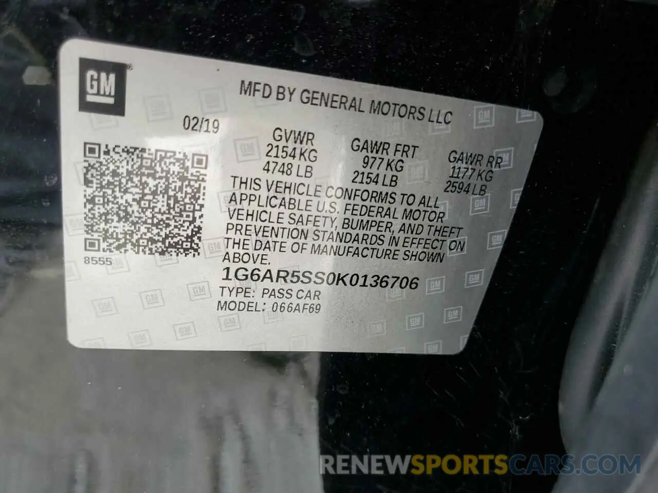 12 Photograph of a damaged car 1G6AR5SS0K0136706 CADILLAC CTS 2019
