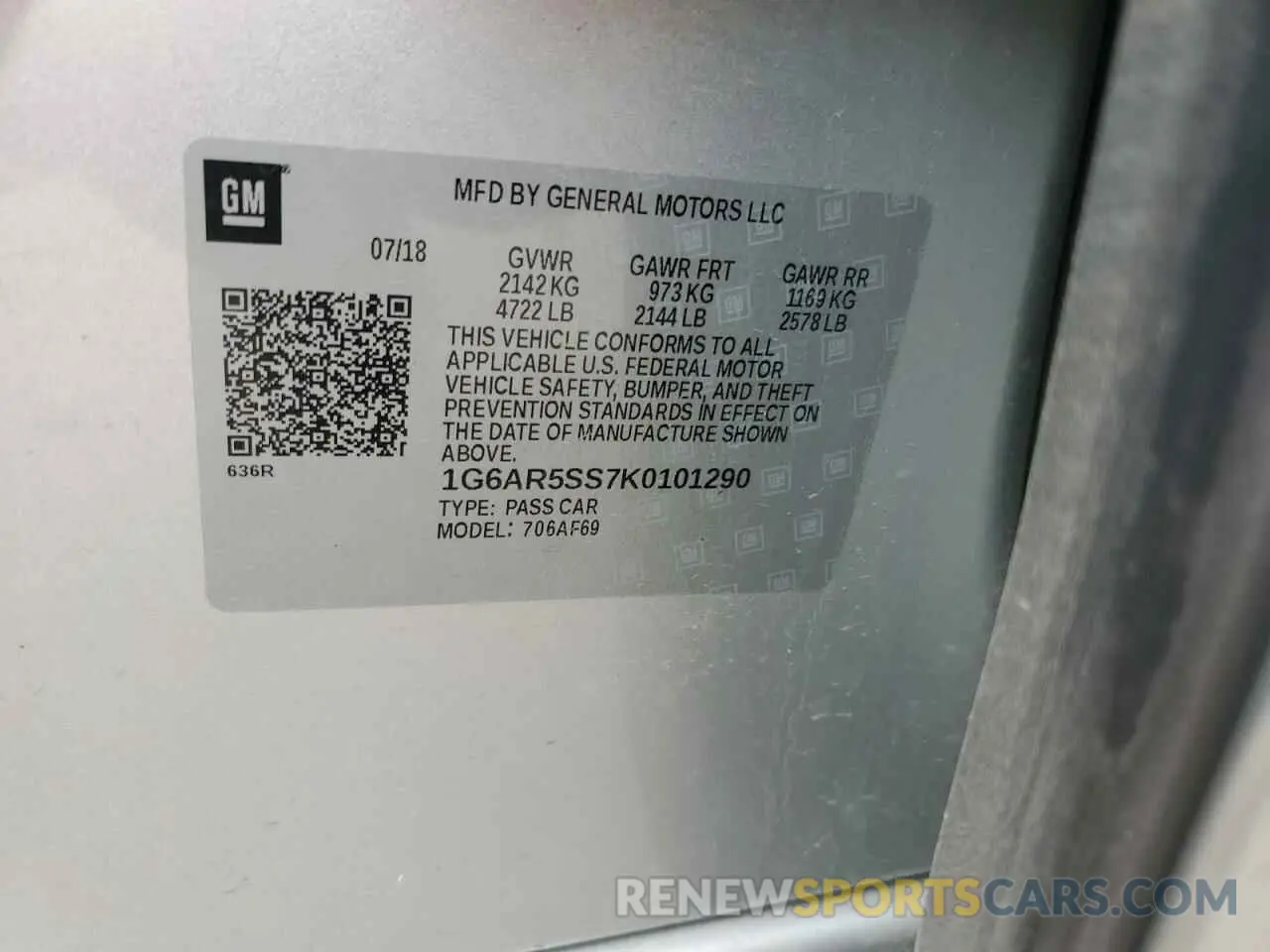 16 Photograph of a damaged car 1G6AR5SS7K0101290 CADILLAC CTS 2019