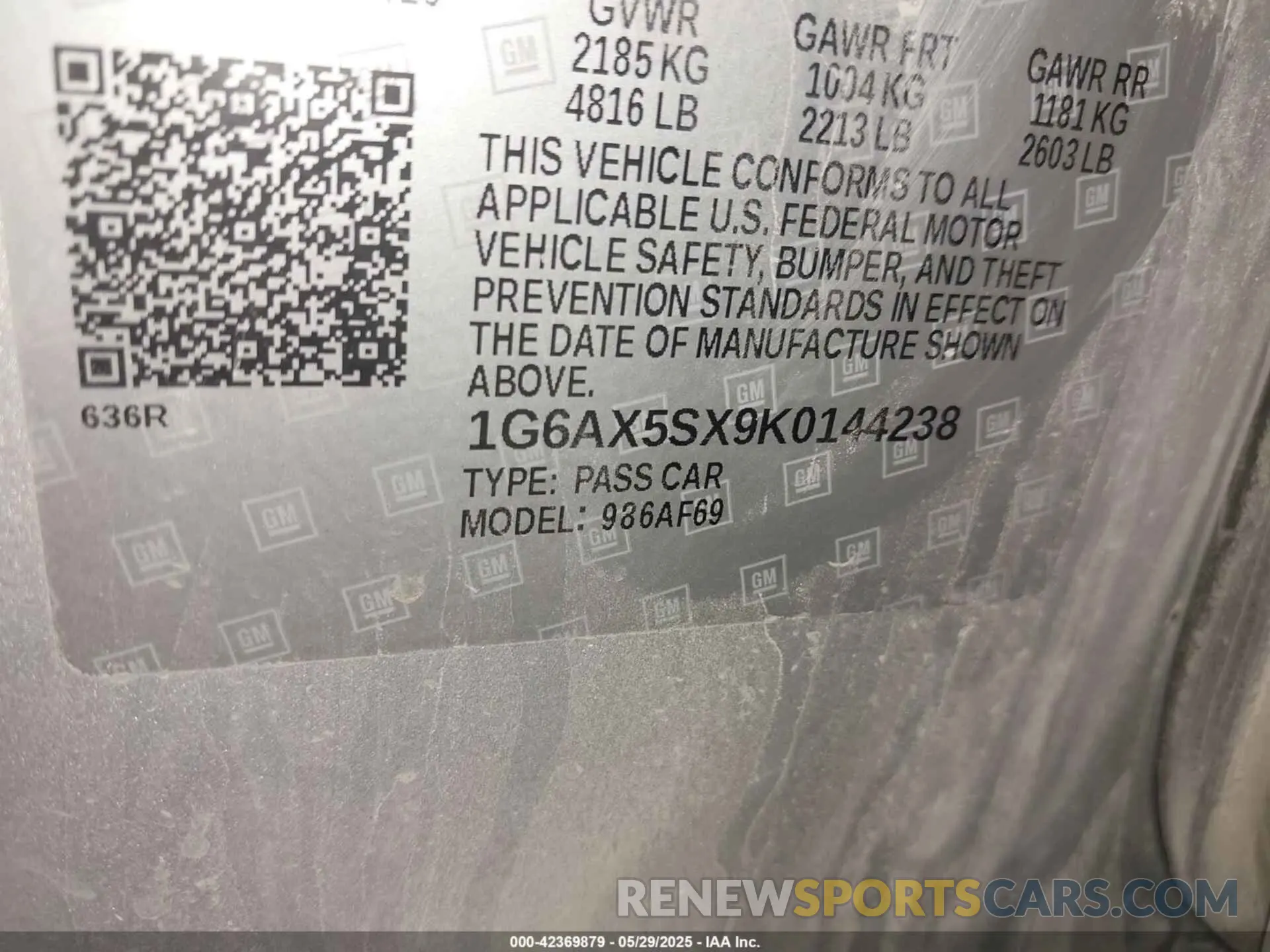 9 Photograph of a damaged car 1G6AX5SX9K0144238 CADILLAC CTS 2019