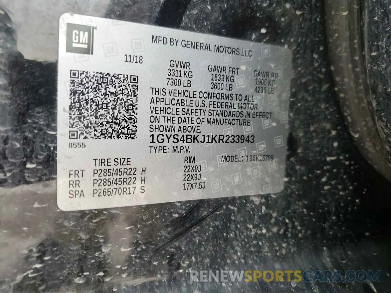 16 Photograph of a damaged car 1GYS4BKJ1KR233943 CADILLAC ESCALADE 2019