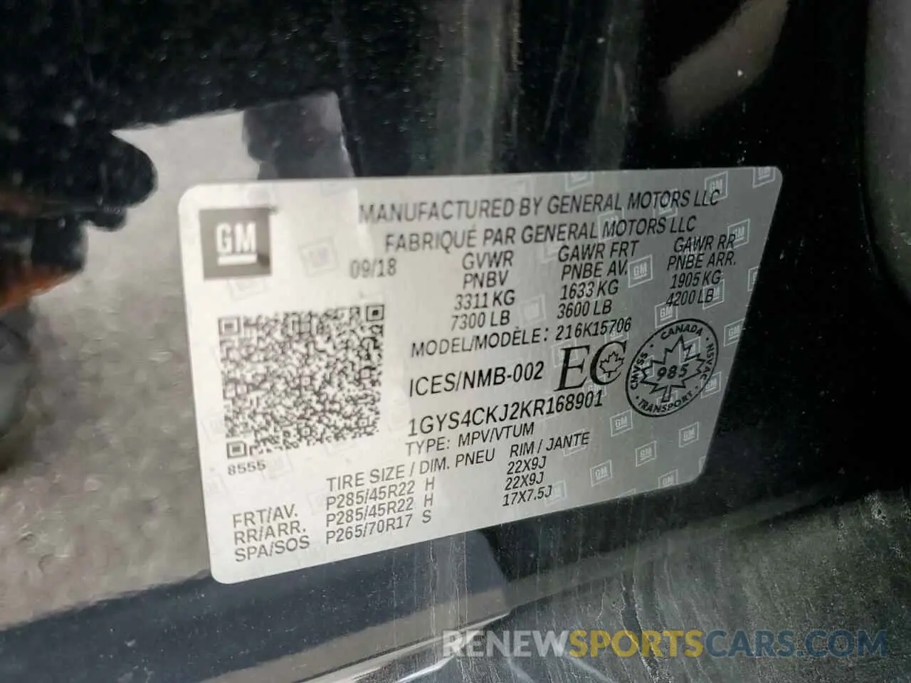 13 Photograph of a damaged car 1GYS4CKJ2KR168901 CADILLAC ESCALADE 2019