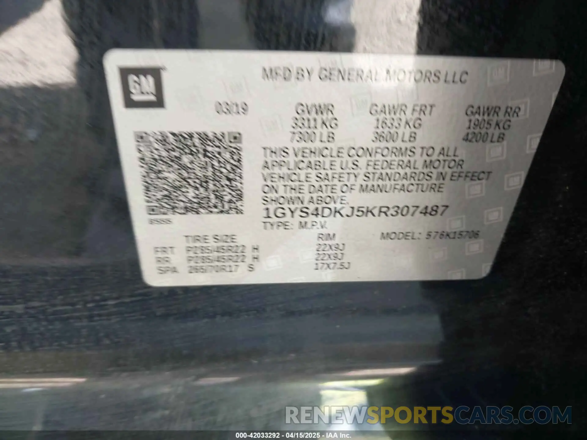 9 Фотография поврежденного автомобиля 1GYS4DKJ5KR307487 CADILLAC ESCALADE 2019