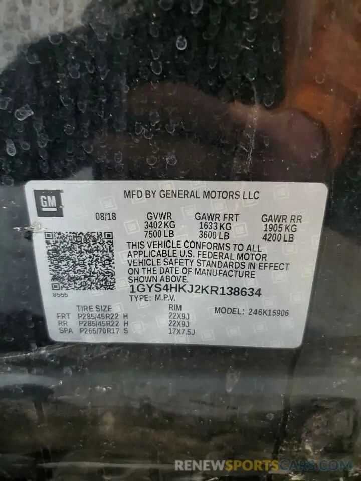 14 Photograph of a damaged car 1GYS4HKJ2KR138634 CADILLAC ESCALADE 2019