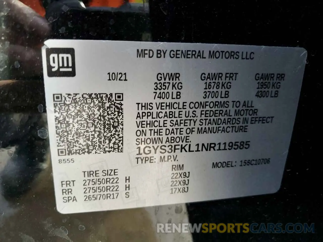 14 Фотография поврежденного автомобиля 1GYS3FKL1NR119585 CADILLAC ESCALADE 2022