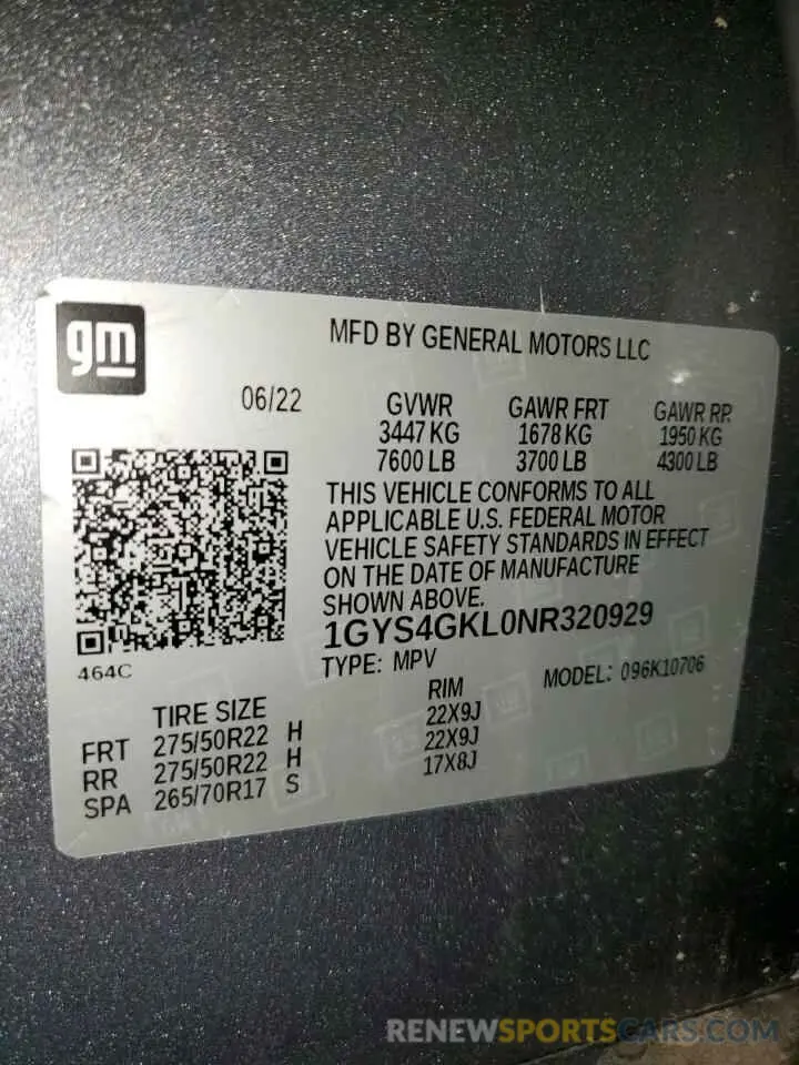 13 Photograph of a damaged car 1GYS4GKL0NR320929 CADILLAC ESCALADE 2022