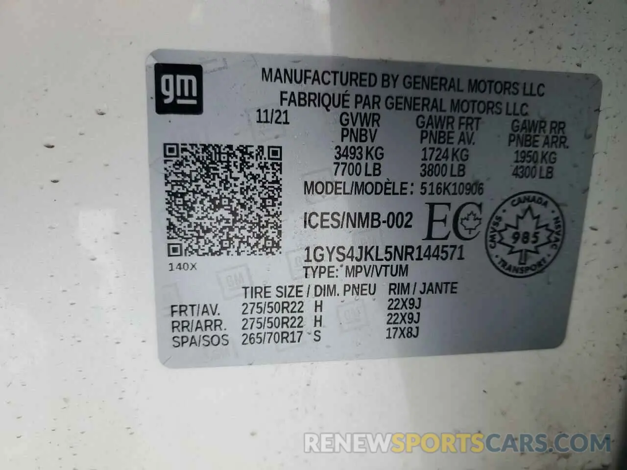 13 Фотография поврежденного автомобиля 1GYS4JKL5NR144571 CADILLAC ESCALADE 2022