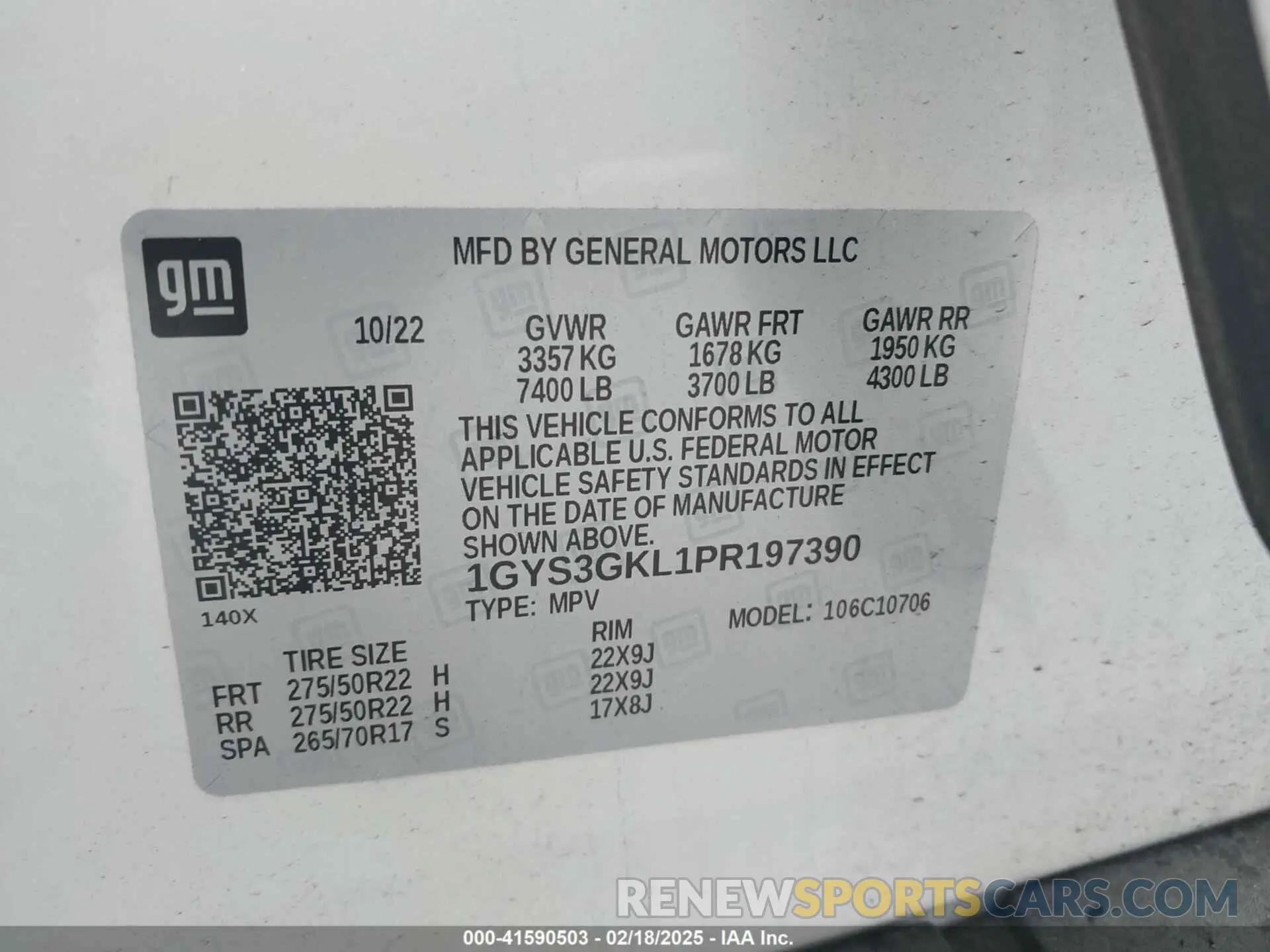 9 Фотография поврежденного автомобиля 1GYS3GKL1PR197390 CADILLAC ESCALADE 2023