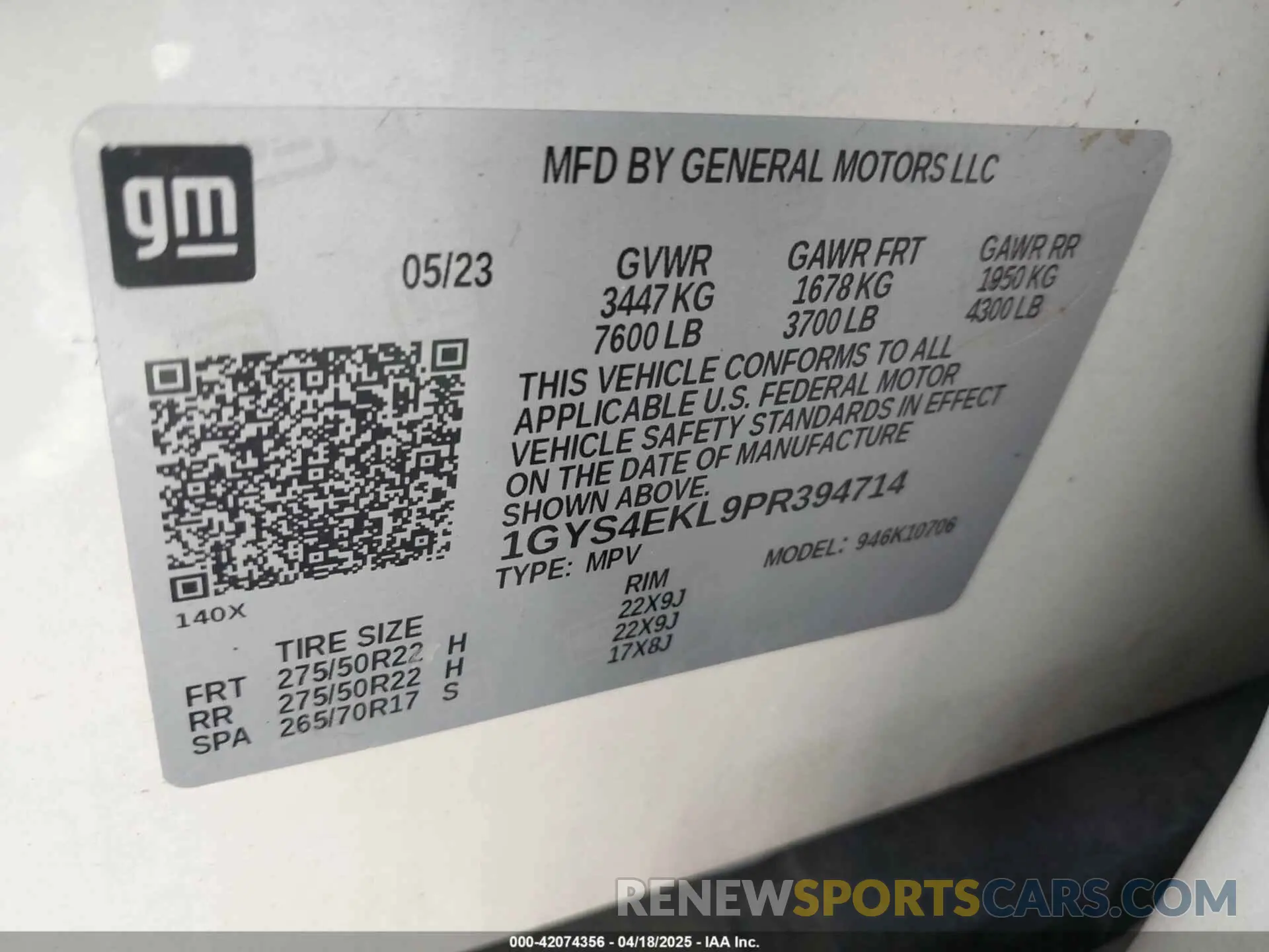 9 Фотография поврежденного автомобиля 1GYS4EKL9PR394714 CADILLAC ESCALADE 2023