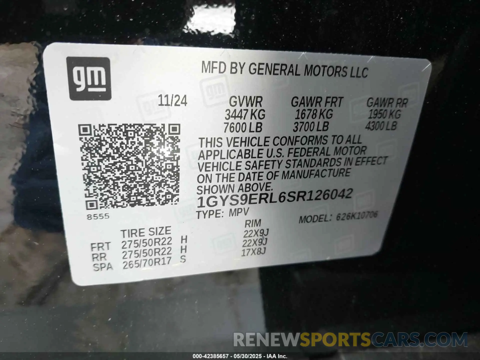9 Photograph of a damaged car 1GYS9ERL6SR126042 CADILLAC ESCALADE 2025