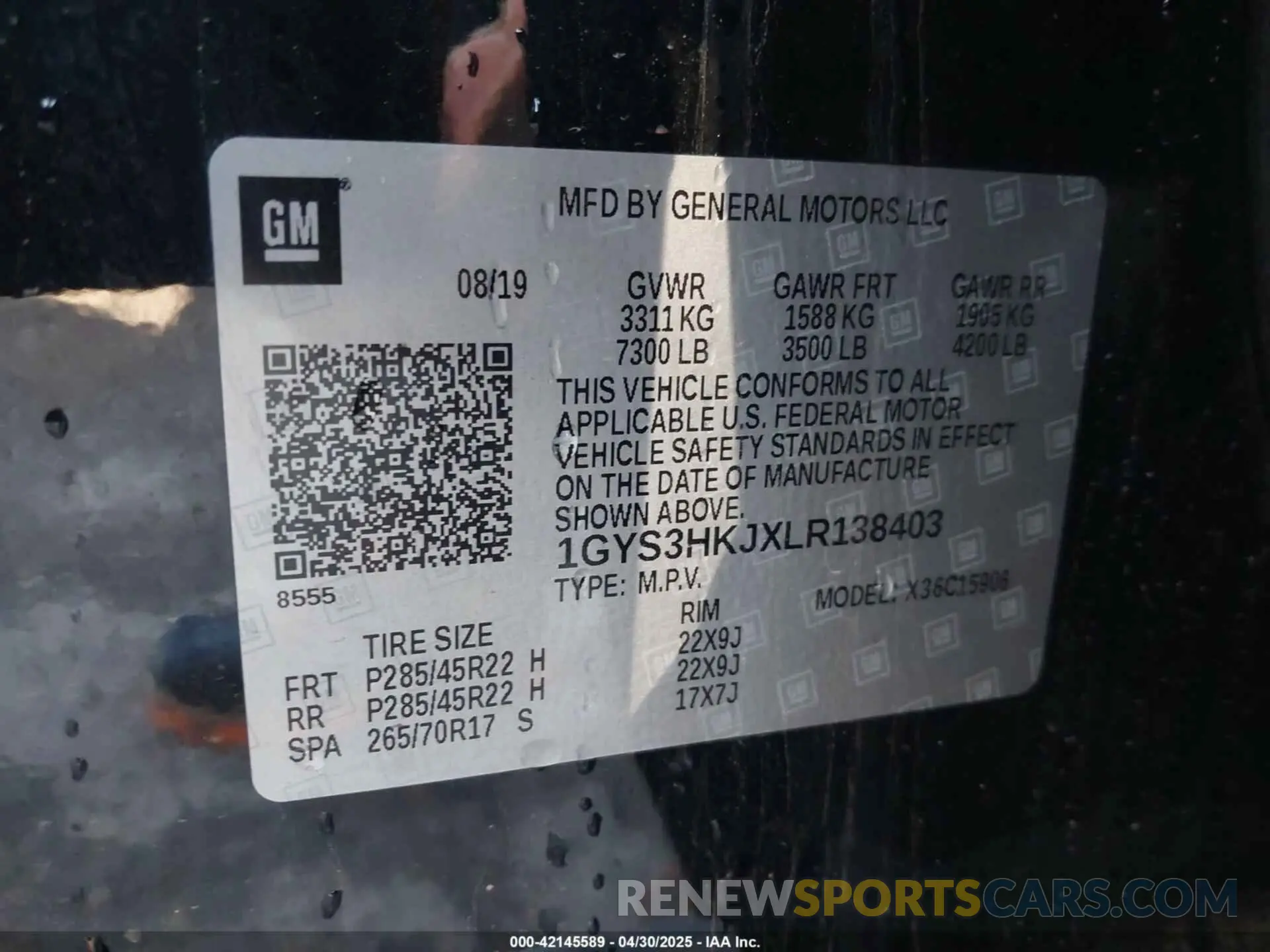 9 Photograph of a damaged car 1GYS3HKJXLR138403 CADILLAC ESCALADE ESV 2020
