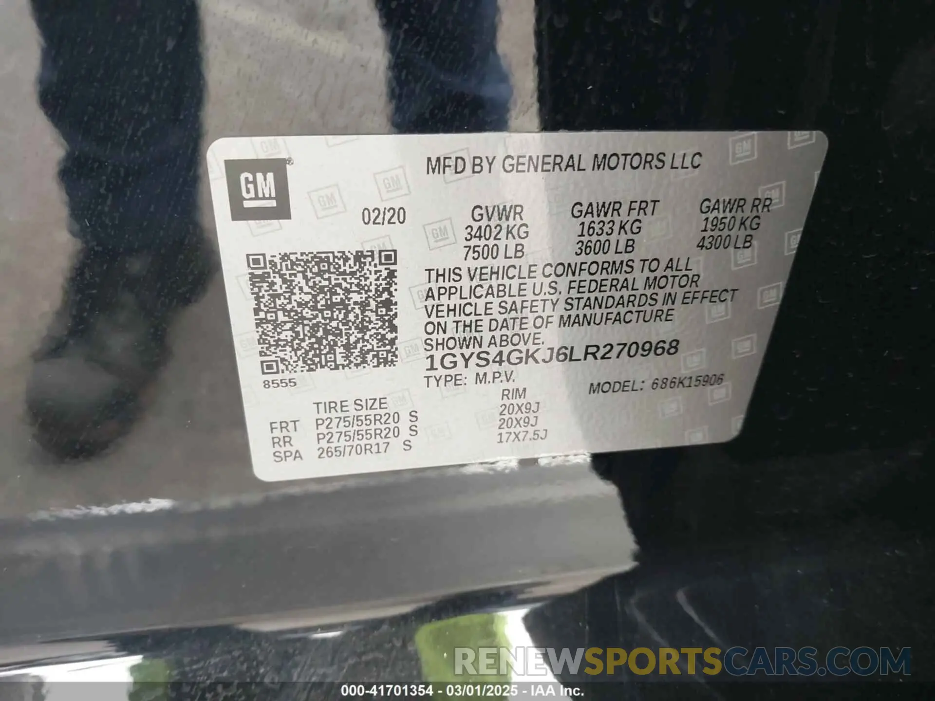 9 Photograph of a damaged car 1GYS4GKJ6LR270968 CADILLAC ESCALADE ESV 2020