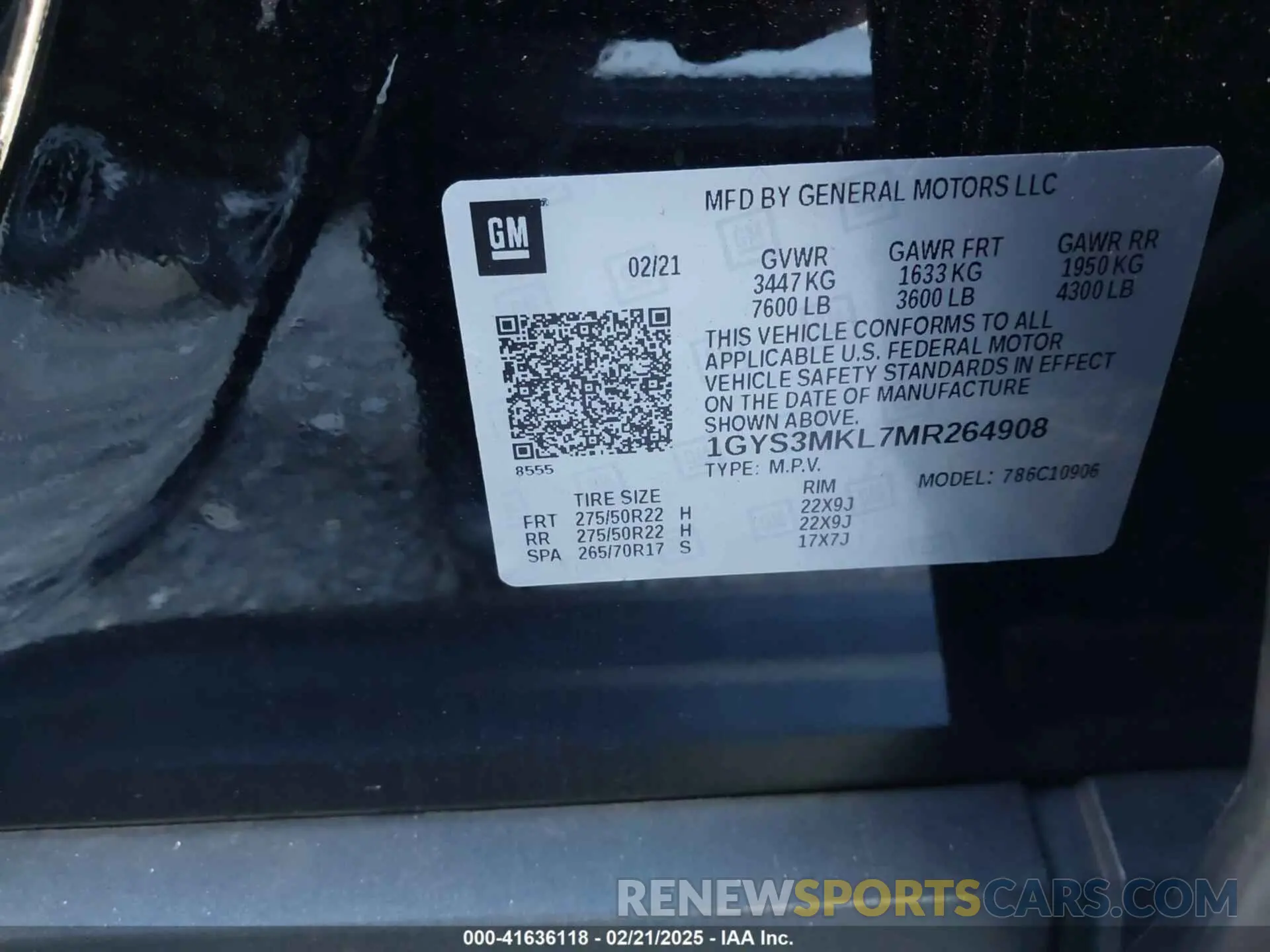 9 Фотография поврежденного автомобиля 1GYS3MKL7MR264908 CADILLAC ESCALADE ESV 2021