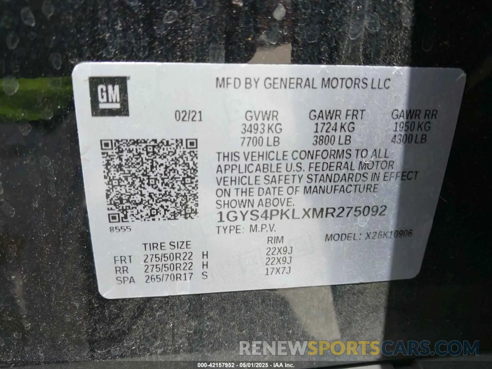 9 Photograph of a damaged car 1GYS4PKLXMR275092 CADILLAC ESCALADE ESV 2021