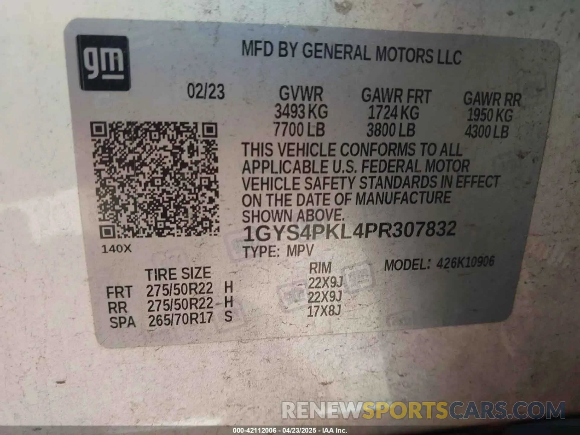 9 Photograph of a damaged car 1GYS4PKL4PR307832 CADILLAC ESCALADE ESV 2023