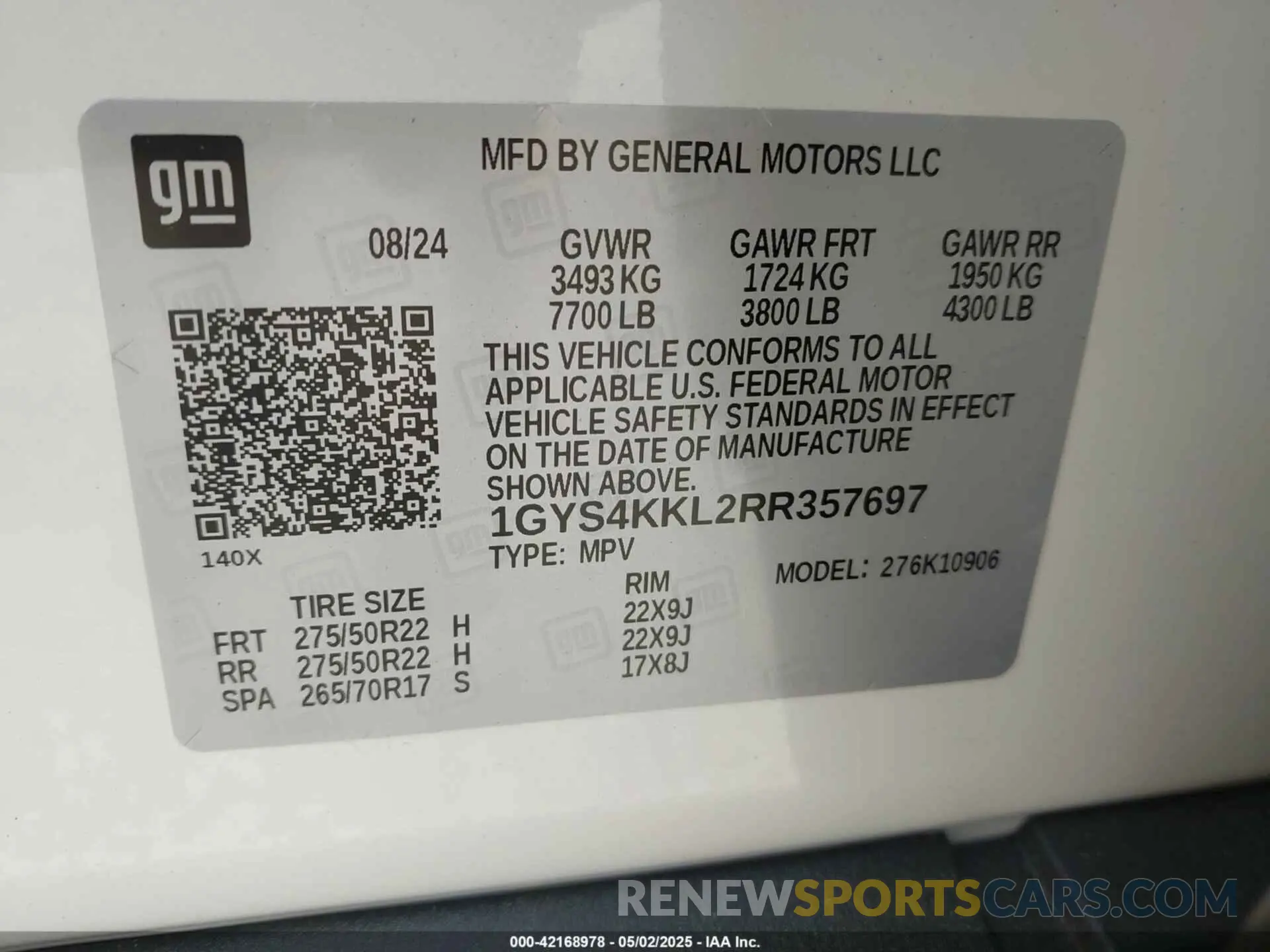 9 Photograph of a damaged car 1GYS4KKL2RR357697 CADILLAC ESCALADE ESV 2024