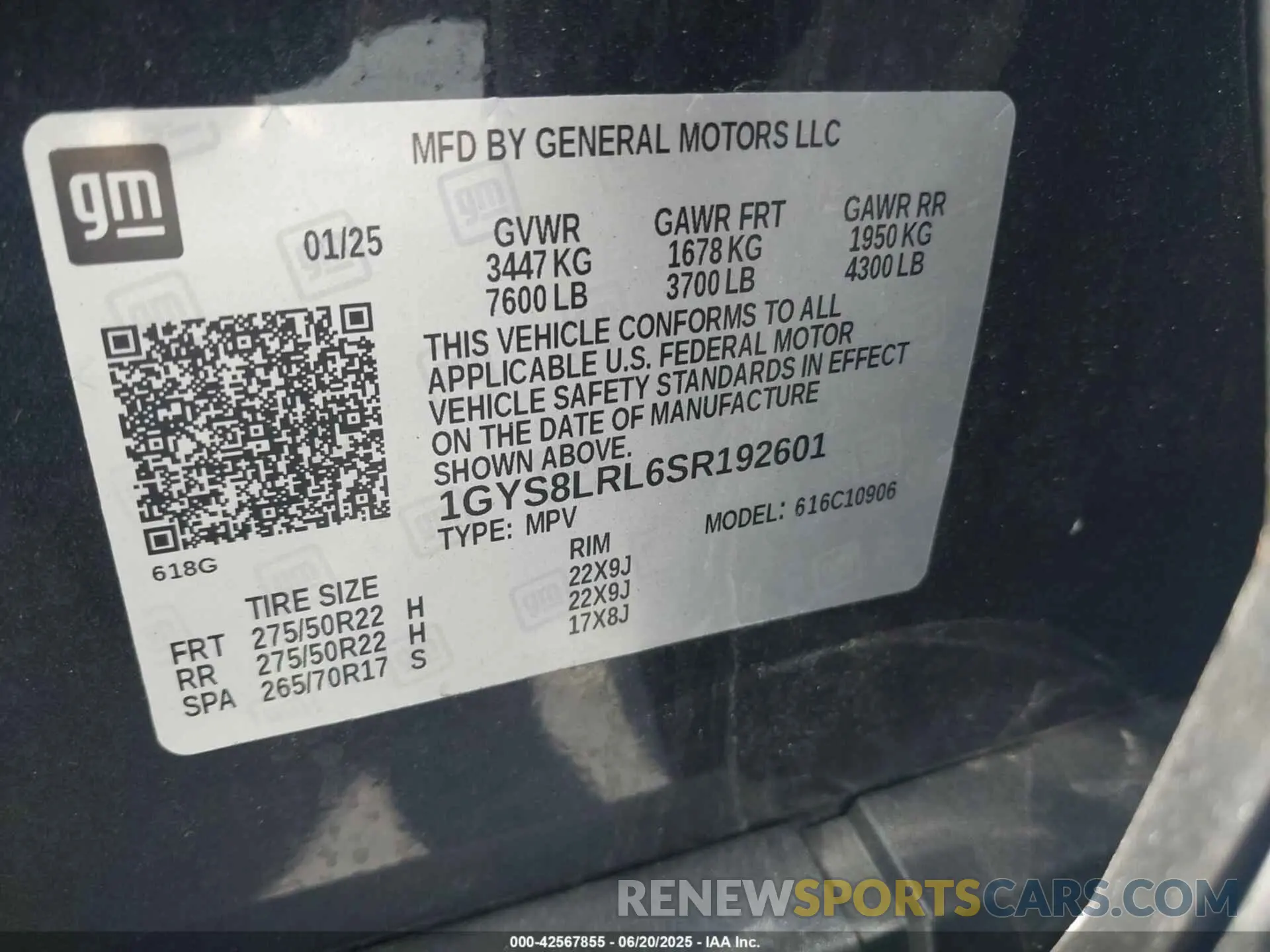9 Photograph of a damaged car 1GYS8LRL6SR192601 CADILLAC ESCALADE ESV 2025