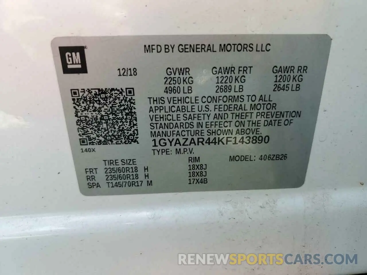 15 Photograph of a damaged car 1GYAZAR44KF143890 CADILLAC XT4 2019