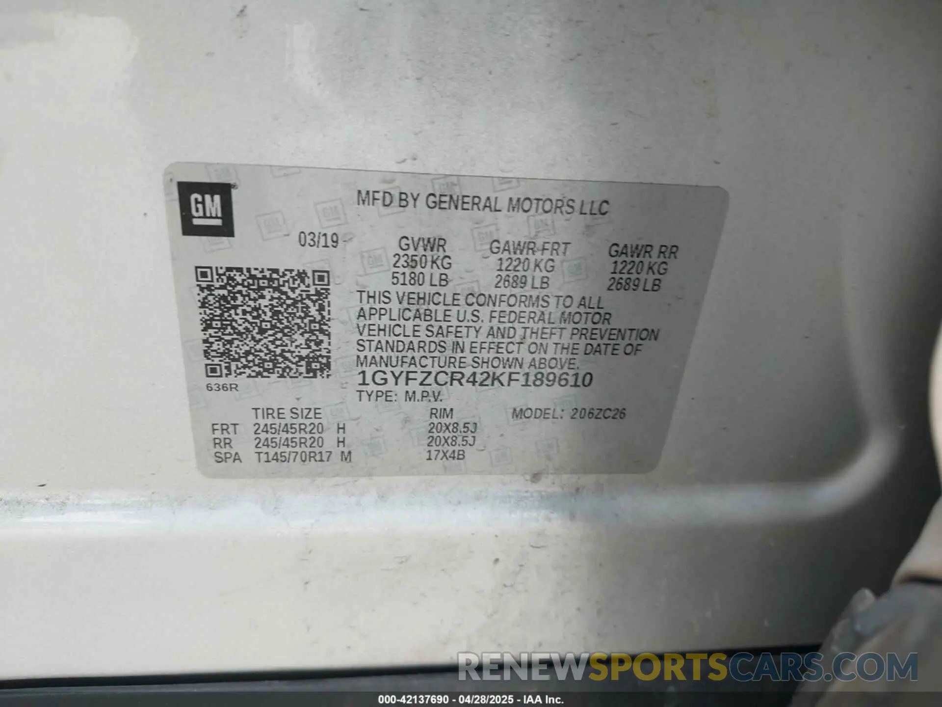9 Фотография поврежденного автомобиля 1GYFZCR42KF189610 CADILLAC XT4 2019