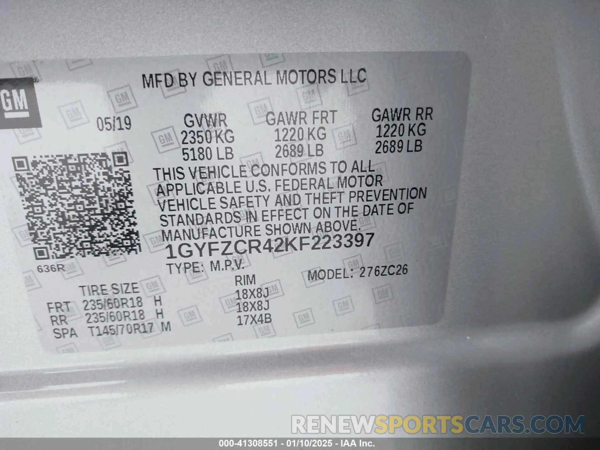 9 Photograph of a damaged car 1GYFZCR42KF223397 CADILLAC XT4 2019