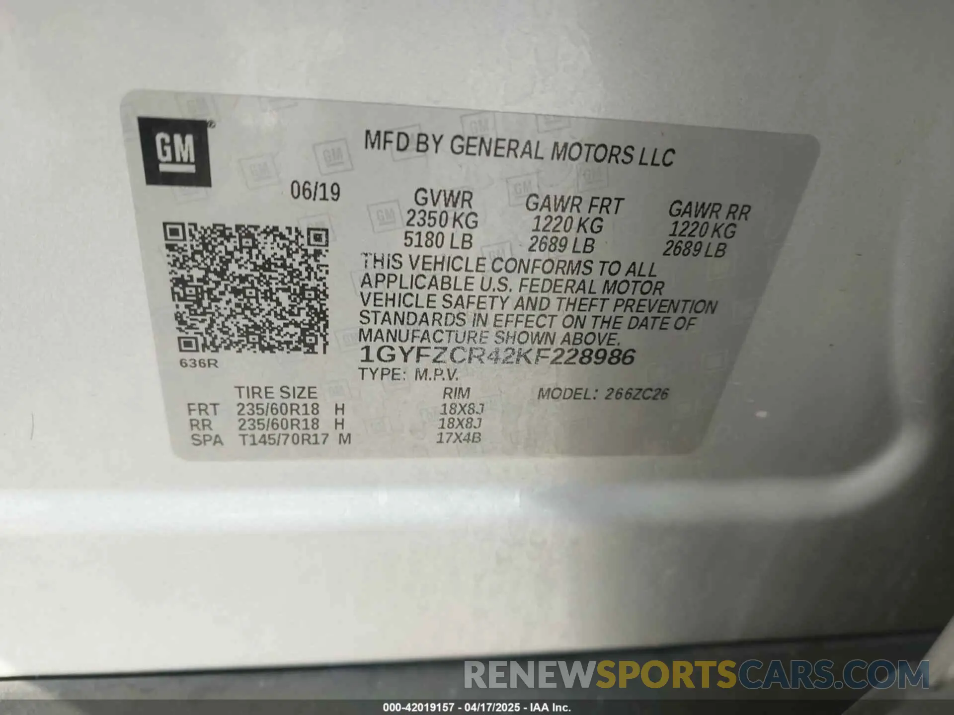 9 Photograph of a damaged car 1GYFZCR42KF228986 CADILLAC XT4 2019