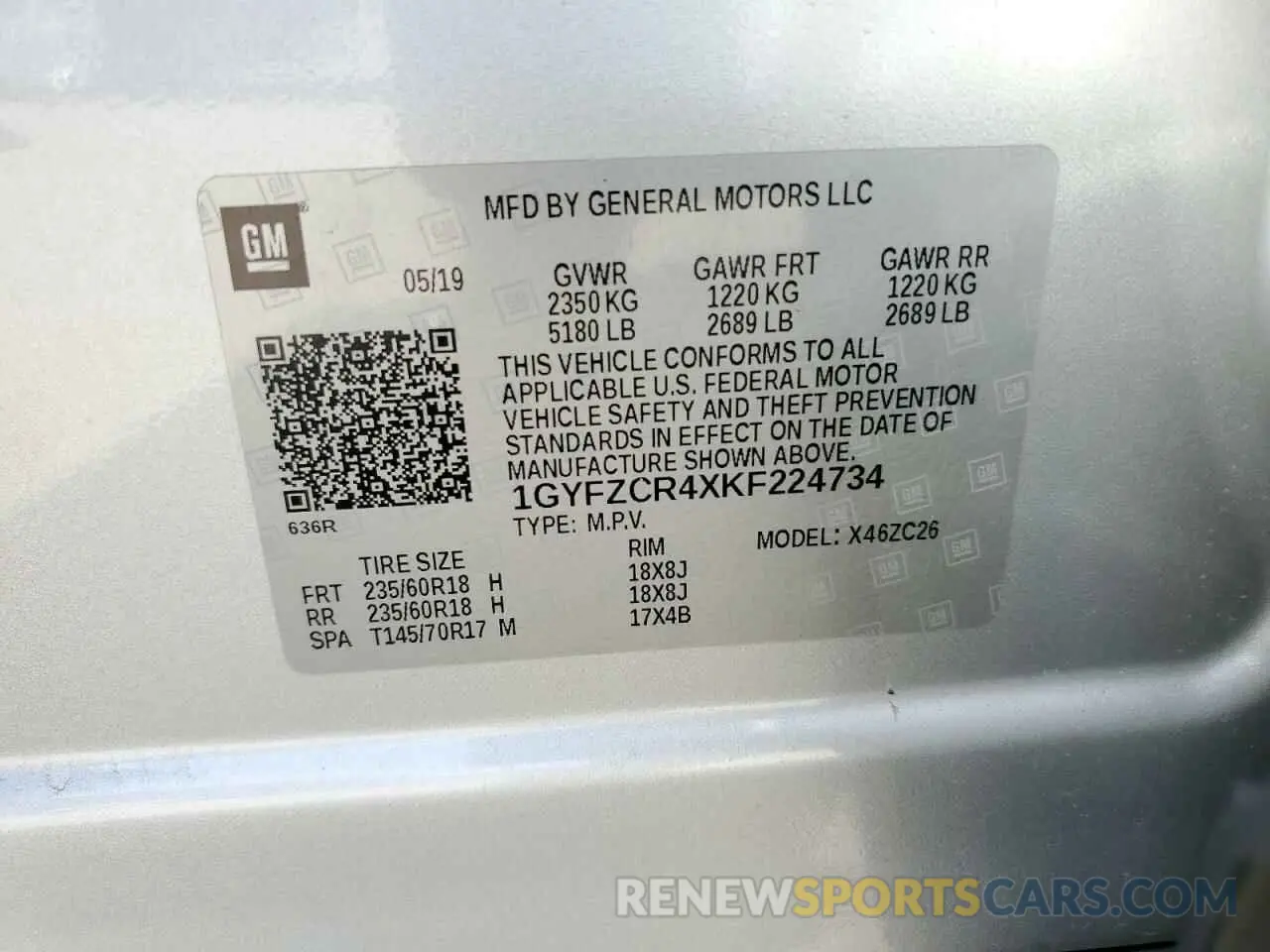 13 Photograph of a damaged car 1GYFZCR4XKF224734 CADILLAC XT4 2019