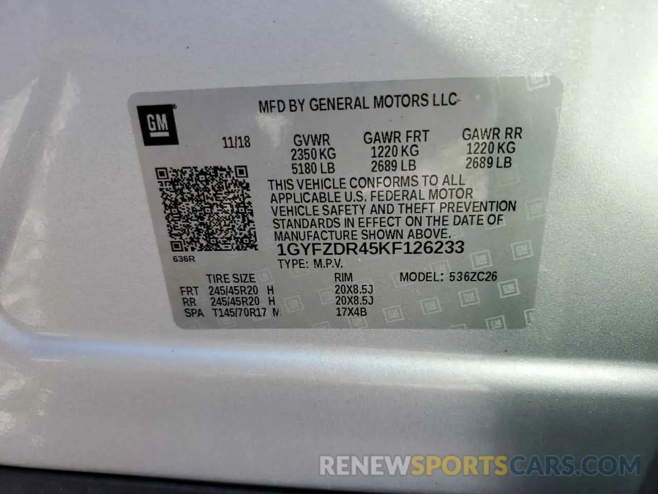 13 Фотография поврежденного автомобиля 1GYFZDR45KF126233 CADILLAC XT4 2019