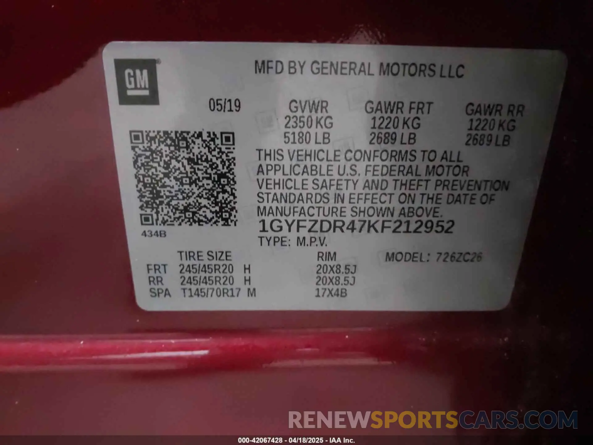 9 Photograph of a damaged car 1GYFZDR47KF212952 CADILLAC XT4 2019